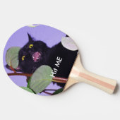 Aangepaste zwarte rode zwarte kat tafeltennisbatje (Zijkant)