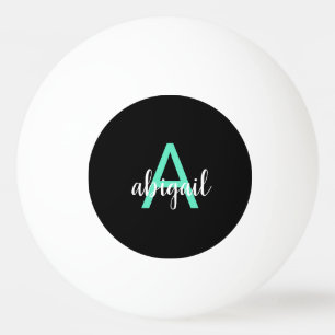 Aangepaste Zwarte Teal Meisjesachtige Monogram Naa Pingpongballen