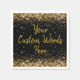 Aangepaste Zwarte Verjaardagsfeest Verjaardag Afst Servet