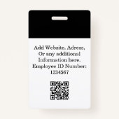 Aangepaste zwarte werknemer badge met foto, Logo, (Achterkant)