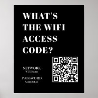 Aangepaste Zwarte WiFi QR | Netwerk Wachtwoord Wee