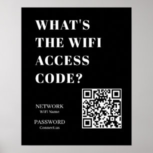 Aangepaste Zwarte WiFi QR   Netwerk Wachtwoord Wee Poster