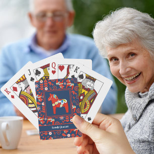 Aangepaste Zweedse Dala-houten paard Scandinavisch Pokerkaarten