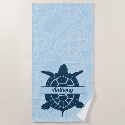 Aangepaste zwemblauwe Zee Strandlaken (Voorkant)