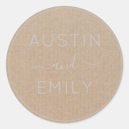 Aangepersonaliseerd Rustic Modern Boho Wedding Kra Ronde Sticker (Voorkant)
