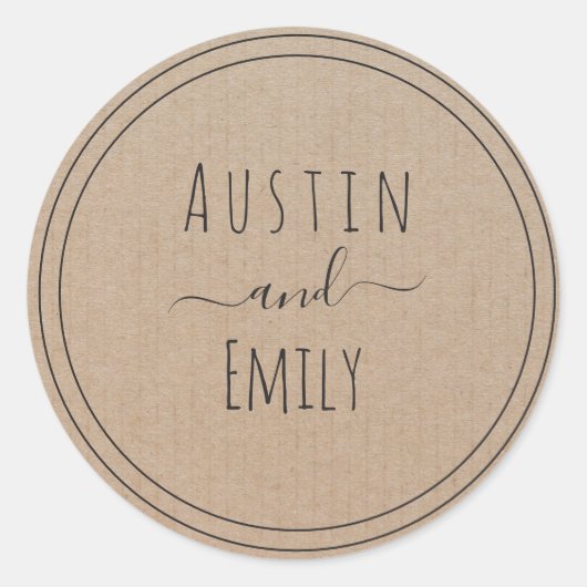 Aangepersonaliseerd Rustic Modern Boho Wedding Ronde Sticker (Voorkant)