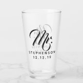 Aangepersonaliseerde aangepaste Mr Mrs Couple die  Glas (Achterkant)