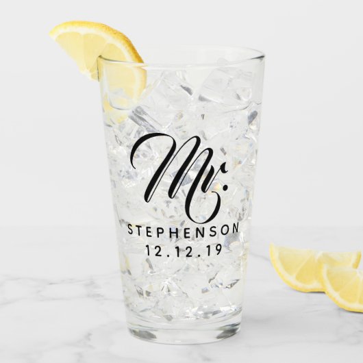 Aangepersonaliseerde aangepaste Mr Mrs Couple die  Glas (Voorkant ijs)