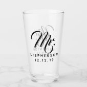 Aangepersonaliseerde aangepaste Mr Mrs Couple die  Glas (Voorkant)