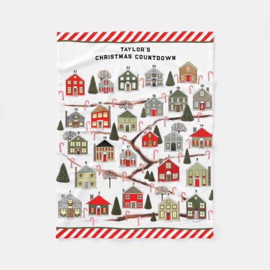 Aangepersonaliseerde advent Calendar Keepomwille Fleece Deken (Voorkant)
