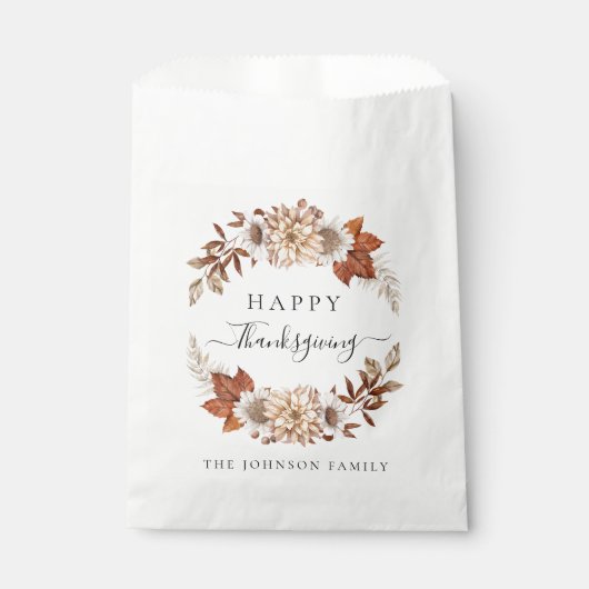 Aangepersonaliseerde bijtende Herfst Floral Happy  Bedankzakje (Voorkant)