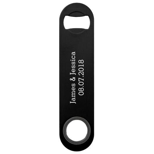 Aangepersonaliseerde bottenopener, Tuxedo Party We Speed Flessenopener (Achterkant)