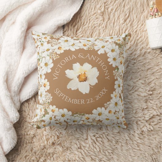 Aangepersonaliseerde Daisy Floral Keepomwille Wedd Kussen (Deken)