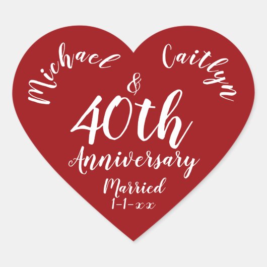 Aangepersonaliseerde datum Jubileum voor huwelijk Hart Sticker (Voorkant)