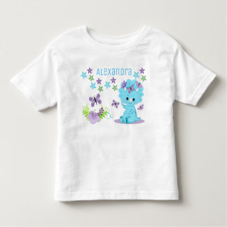 Aangepersonaliseerde Floral Blue Baby Dinosaur Kinder Shirts