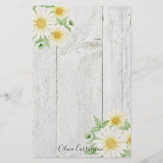 Aangepersonaliseerde Floral Daisies Briefpapier (Voorkant)