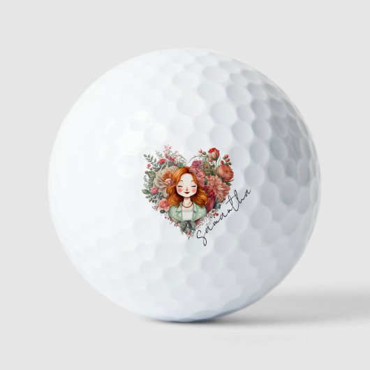 Aangepersonaliseerde Floral Lady Golfballen (Voorkant)