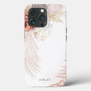 Aangepersonaliseerde Floral Pampas Grass Boho Terr iPhone 13 Pro Hoesje