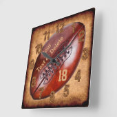 Aangepersonaliseerde  Football Decor NAME, NUMMER Vierkante Klok (Hoek)