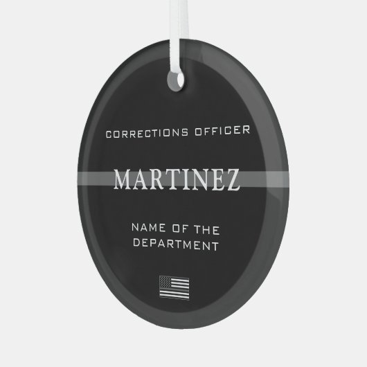 Aangepersonaliseerde functionaris voor thin-line c glas ornament (Voorkant links)