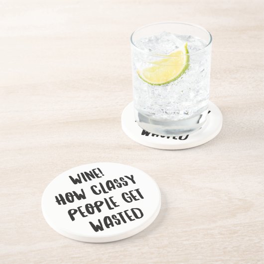 Aangepersonaliseerde Funny Wine Bar Quotes XIV Zandsteen Onderzetter (Zijkant)