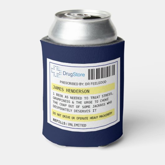 Aangepersonaliseerde grappige bier/cider/andere re blikjeskoeler (Blikje Achterkant)