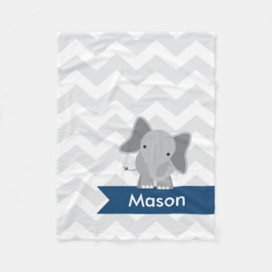 Aangepersonaliseerde grijze marine Blue Chevron El Fleece Deken