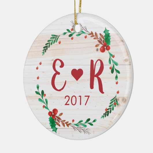 Aangepersonaliseerde Initialen van Couple Keramisch Ornament (Links)