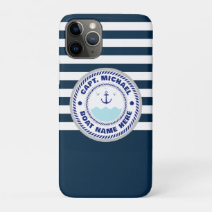 Aangepersonaliseerde kapitein Nautical Anchor Boat iPhone 11 Pro Hoesje