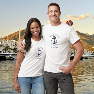 Aangepersonaliseerde kapitein Nautical Anchor Boat T-shirt