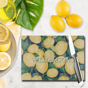 Aangepersonaliseerde Lemons Navy Blue Snijplank