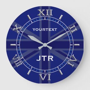 Aangepersonaliseerde marine Blu Union Jack Britse  Grote Klok