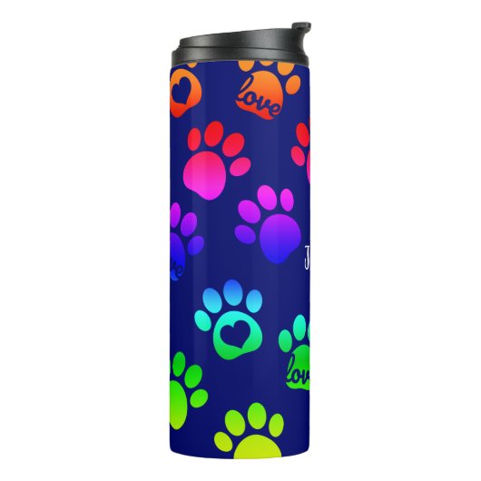 Aangepersonaliseerde marinehond Prints Love Rainbo Thermosbeker (Gedraaid links)