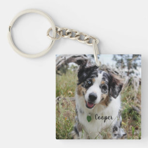 Aangepersonaliseerde Merle Australian Shepherd Pup Sleutelhanger