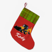 Aangepersonaliseerde Modern Yellow Loader Tractor  Kleine Kerstsok (Voorkant (Hangend))