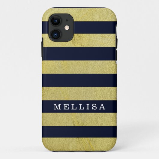 Aangepersonaliseerde moderne gouden band Case-Mate iPhone case (Achterkant)