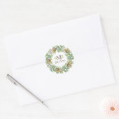 Aangepersonaliseerde Monogram Fall Wedding Acorn W Ronde Sticker (Envelop)