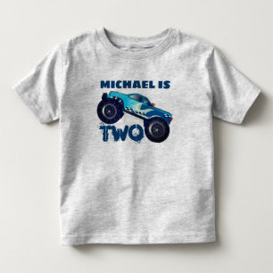 Aangepersonaliseerde Monster Truck 2e verjaardag Kinder Shirts