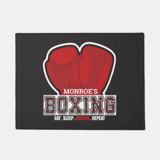Aangepersonaliseerde naam Boxer Boxing Glove Prize Deurmat (Voorkant)