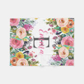 Aangepersonaliseerde naam Monogram Waterverf Flora Fleece Deken (Voorkant (Horizontaal))