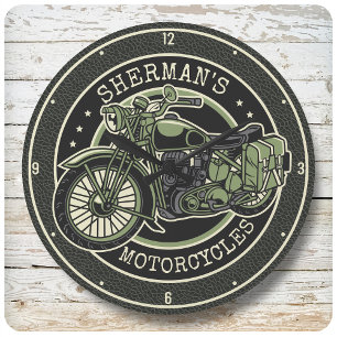 Aangepersonaliseerde NAAM Retro Militaire motorfie Grote Klok