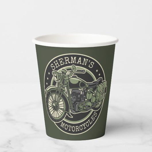Aangepersonaliseerde NAAM Retro Militaire motorfie Papieren Bekers (Voorkant)