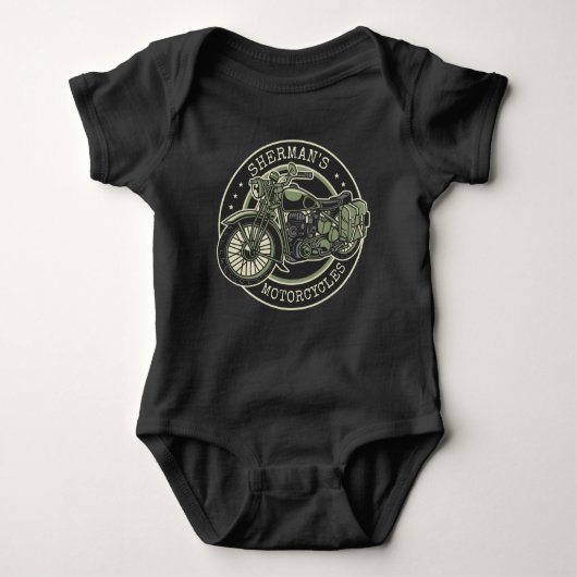 Aangepersonaliseerde NAAM Retro Militaire motorfie Romper (Voorkant)