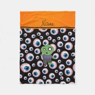 Aangepersonaliseerde naam zwarte oogbollen zombie fleece deken