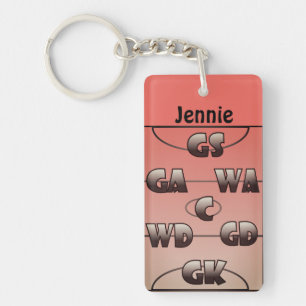 Aangepersonaliseerde Netball Court- en Player-posi Sleutelhanger