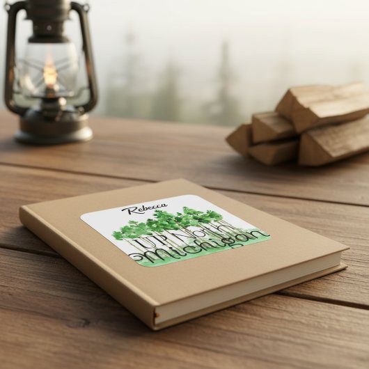 Aangepersonaliseerde Noord Michigan Trees Sticker