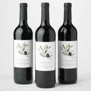 Aangepersonaliseerde Olive Branch Wedding Wijn Etiket