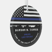 Aangepersonaliseerde politiefunctionaris Thin Blue Glas Ornament (Voorkant Rechts)
