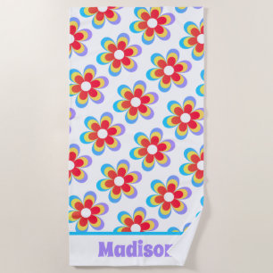 Aangepersonaliseerde Retro Floral Strandlaken