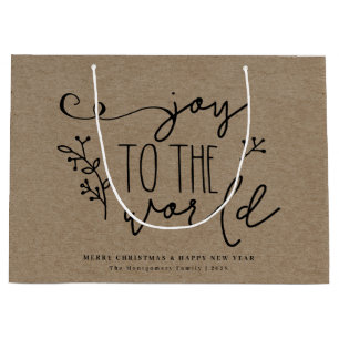 Aangepersonaliseerde Rustic Merry kerst Kraft-naam Groot Cadeauzakje